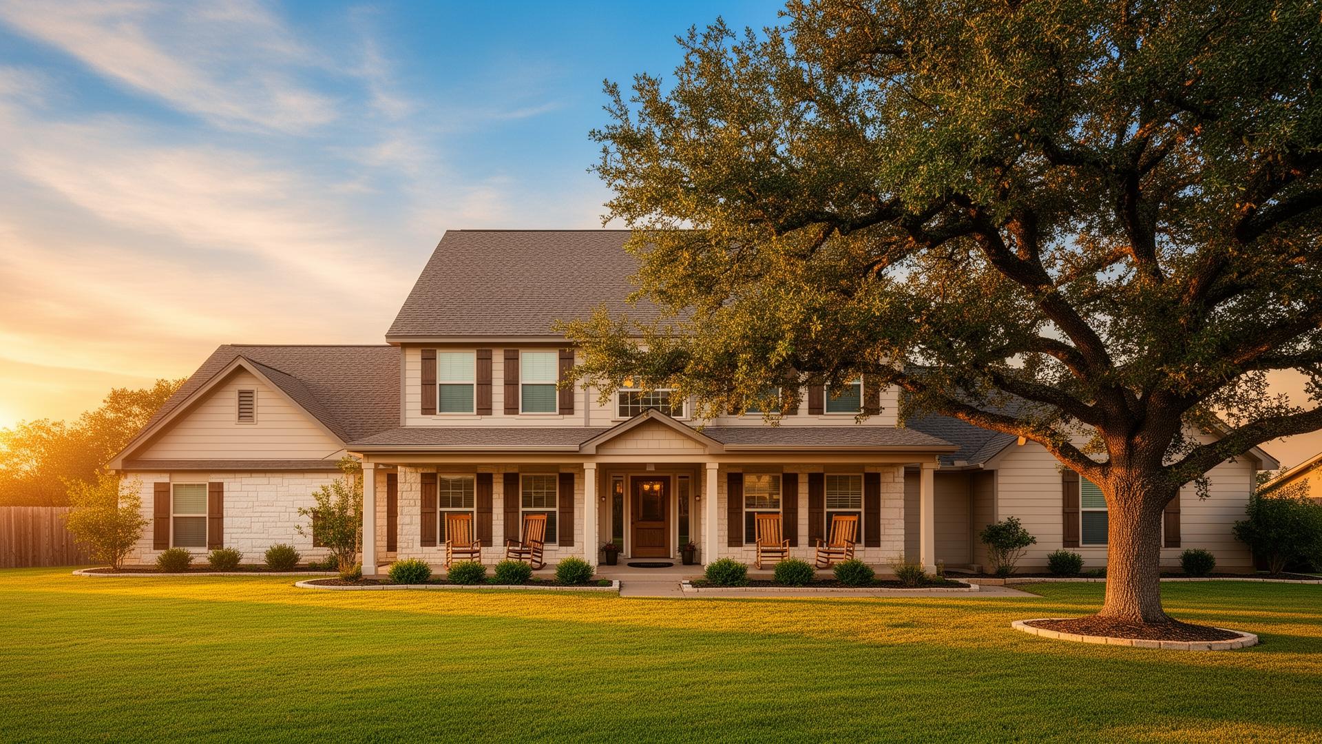 Charming Oklahoma family home at golden hour