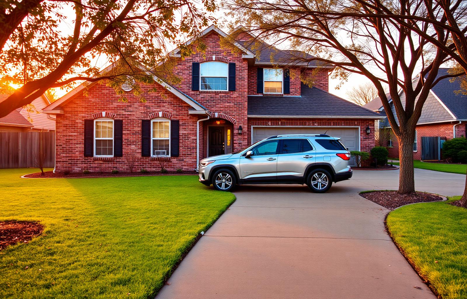 Oklahoma suburban home with SUV in the driveway